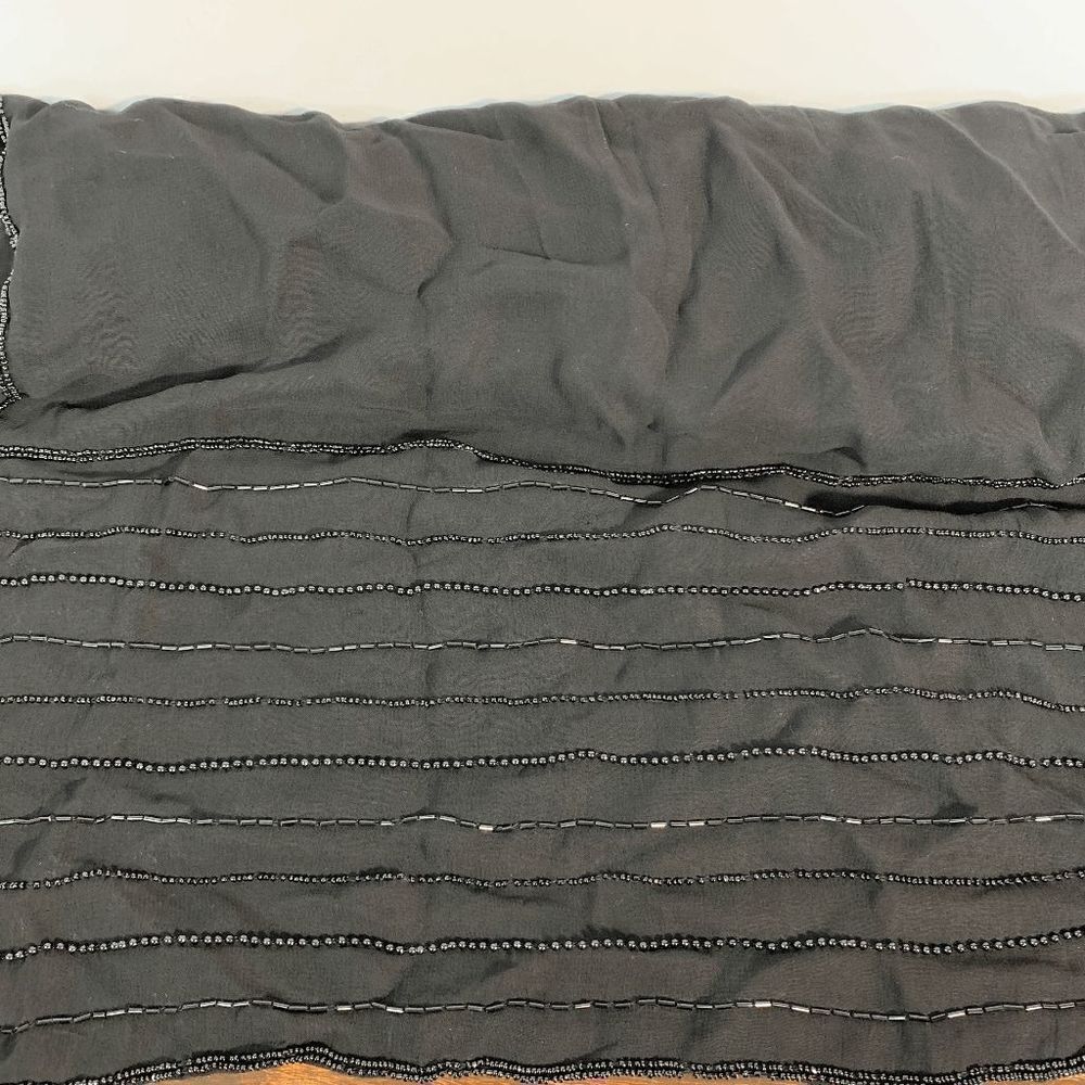 Cejon Women's 100% Polyester Beaded Sheer Shawl Scarf Black Size 73x20